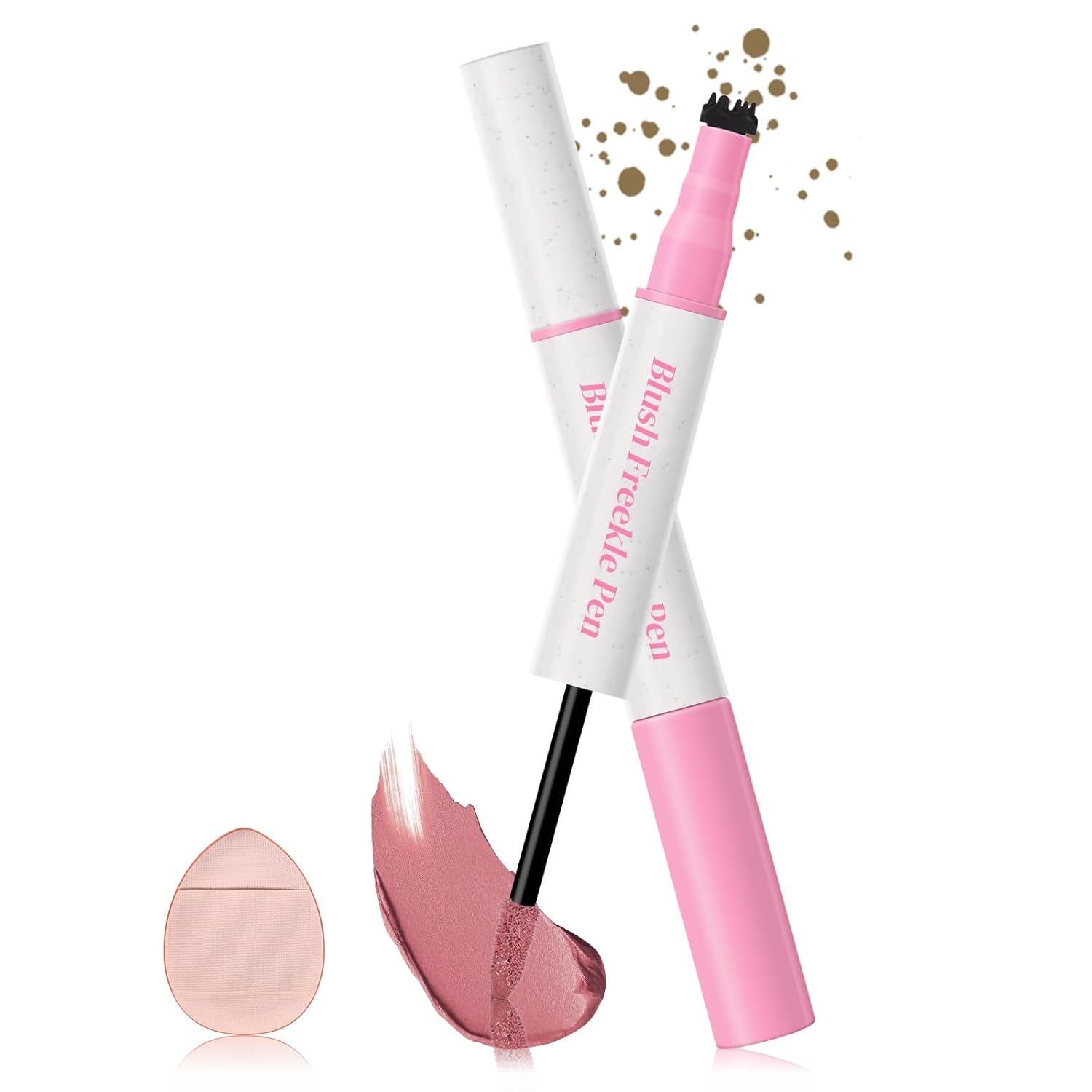 Kyda Freckle Blush Pen, Light Brown Liquid Freckle + Soft Pink Blush Duo, Lasting Freckles Colors For Summer Sunkissed-Look, Natural Lifelike Freckles Pen