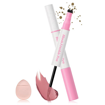 Kyda Freckle Blush Pen, Light Brown Liquid Freckle + Soft Pink Blush Duo, Lasting Freckles Colors For Summer Sunkissed-Look, Natural Lifelike Freckles Pen
