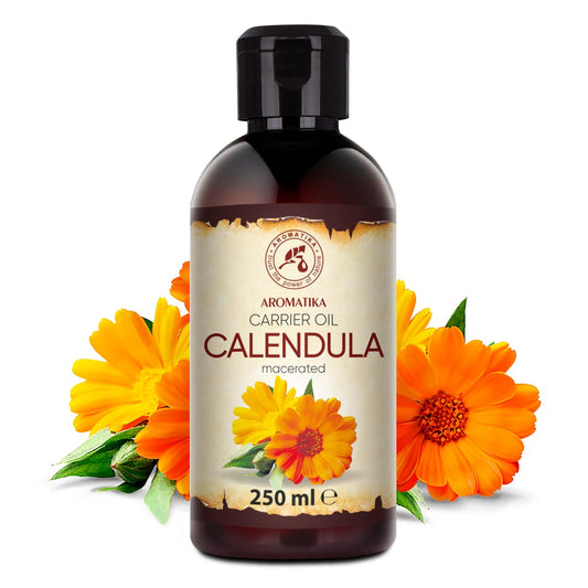 Calendula Oil 8.5 Fl Oz (250Ml) - Calendula Officinalis Flower Extract – Infused - Almond Oil Base - 100% Pure & Natural - Marigold Oil – Benefits For Skin, Nails, Hair, Face, Body