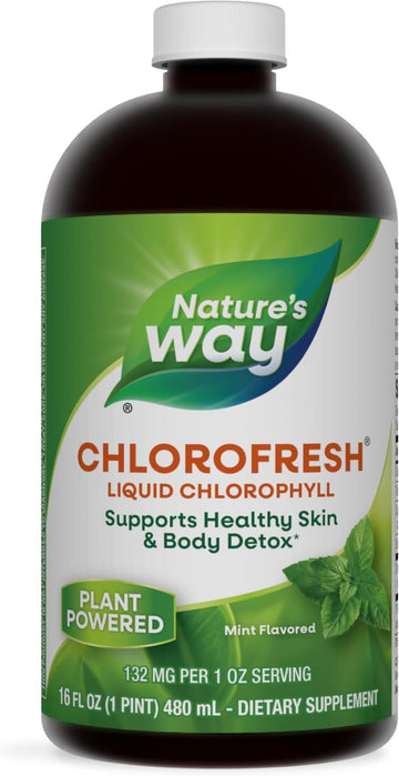 Nature's Way Chlorofresh, Liquid Chlorophyll, Supports Healthy Skin & Body Detox*, Internal Deodorant*, Mint Flavored, 16 Fl. Oz (Packaging May Vary)