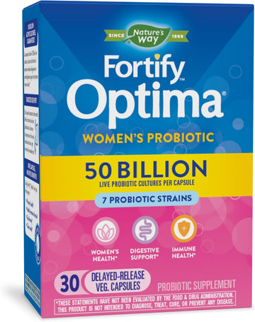 Nature'S Way Fortify Optima Daily Probiotic For Women, 50 Billion Live Cultures, Digestive And Immune Health Support Supplement*, 30 Vegan Capsules