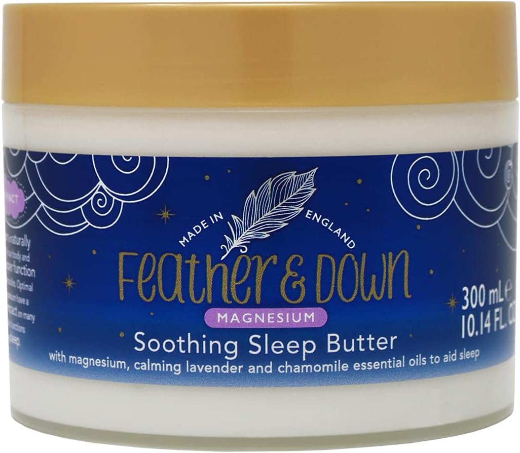 Feather & Down 300ml Magnesium Soothing Sleep Butter, with Calming Lavender & Chamomile Essential Oils, Made with Natural Extracts, Vegan Friendly & Cruelty Free