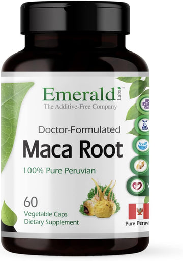 EMERALD LABS Maca Root - Daily Supplement with 100% Pure Peruvian Maca Root for Endocrine Health of Men & Women - Gluten Free, Vegan, Non-GMO - 60 Vegetable Capsules