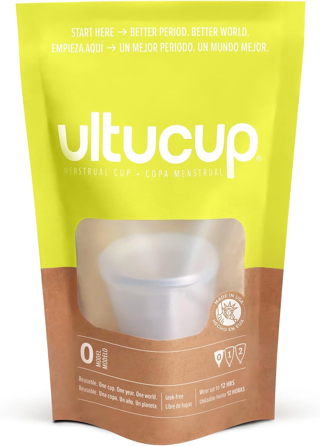 Menstrual Cup - Super Soft and Flexible -100% Medical Grade Silicone -Free from BPA - Wear up to 12 Hours - Made in USA (Model 0 - Small)