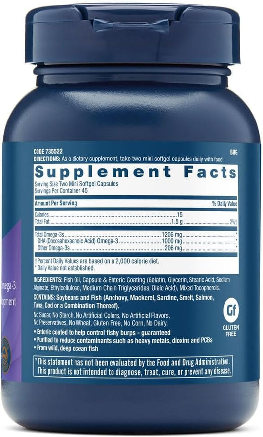 Gnc Triple Strength Dha 1000 Mini, 90 Mini Softgels, For Join, Skin, Eye, And Heart Health