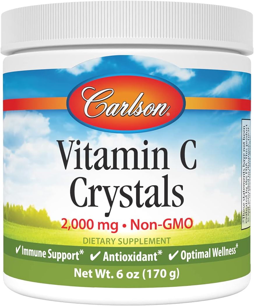 Carlson - Non-Gmo Vitamin C Crystals, 2000 Mg, Vitamin C Powder, Immune Support, Antioxidant,  (170 G)