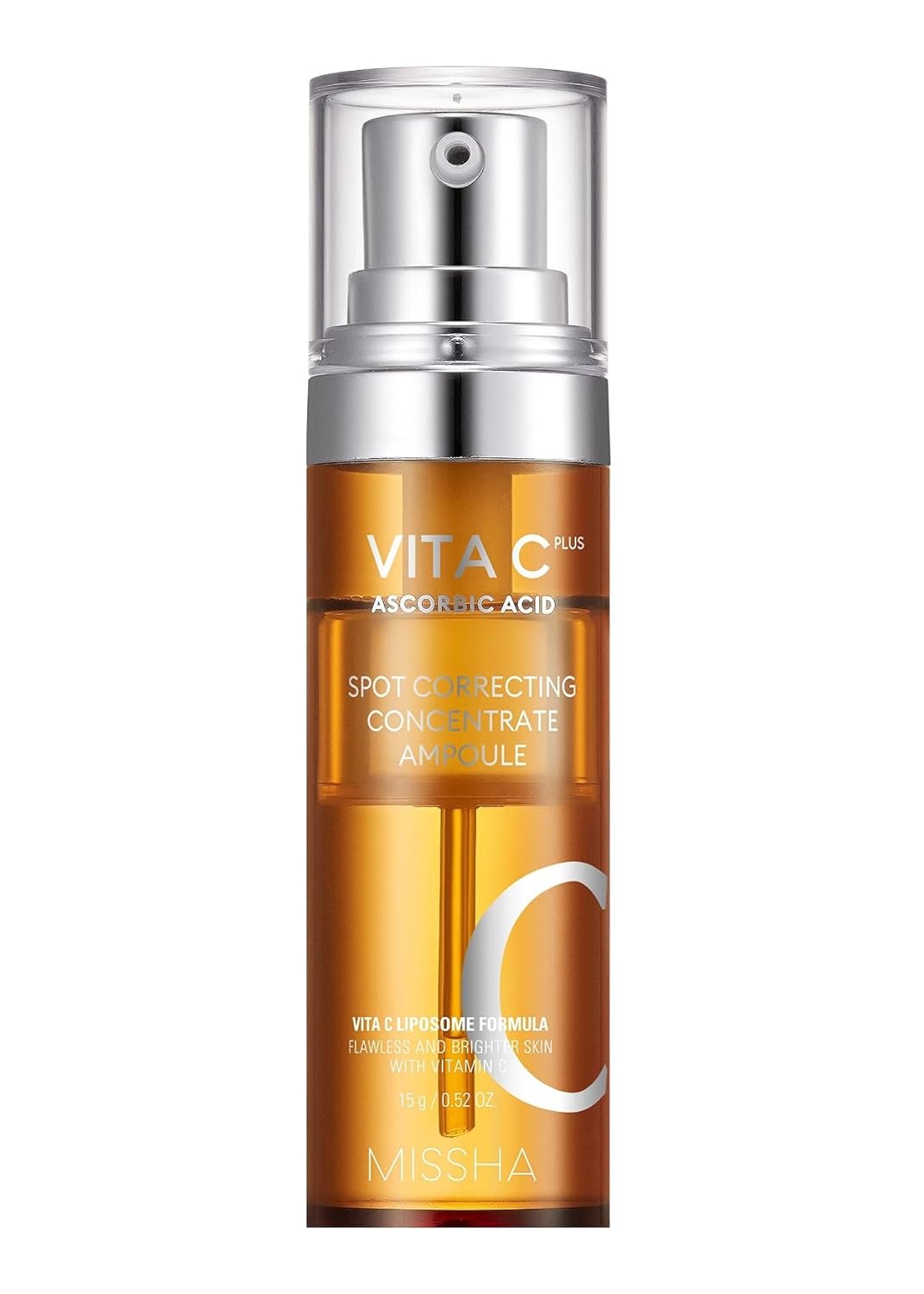 MISSHA Vita C Plus Spot Correcting Concentrate Ampoule 0.52 Fl oz/15ml, Korean Vitamin C Serum for Face, Improves Dark Spots & Firms Skin with 33% VITA C Liposome Formula