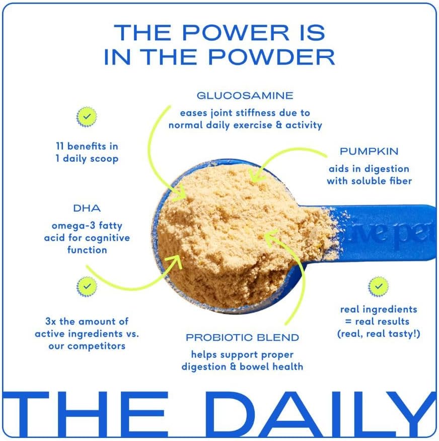 Native Pet The Daily Dog Supplement - 11 in 1 Dog Multivitamin - Tasty Scoop with Dog Vitamins and Supplements - Super Multi Vitamin for Dog Energy, Mobility, Skin & Coat - 12 Active Ingredients 14 oz : Pet Supplies