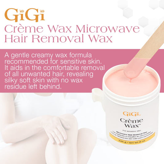 GiGi Crème Wax for Sensitive Skin - Microwave Hair Removal Wax, 8 Ounces