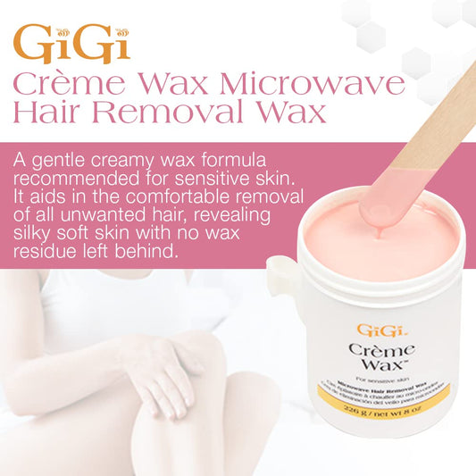 Gigi Crème Wax For Sensitive Skin - Microwave Hair Removal Wax, 8 Ounces