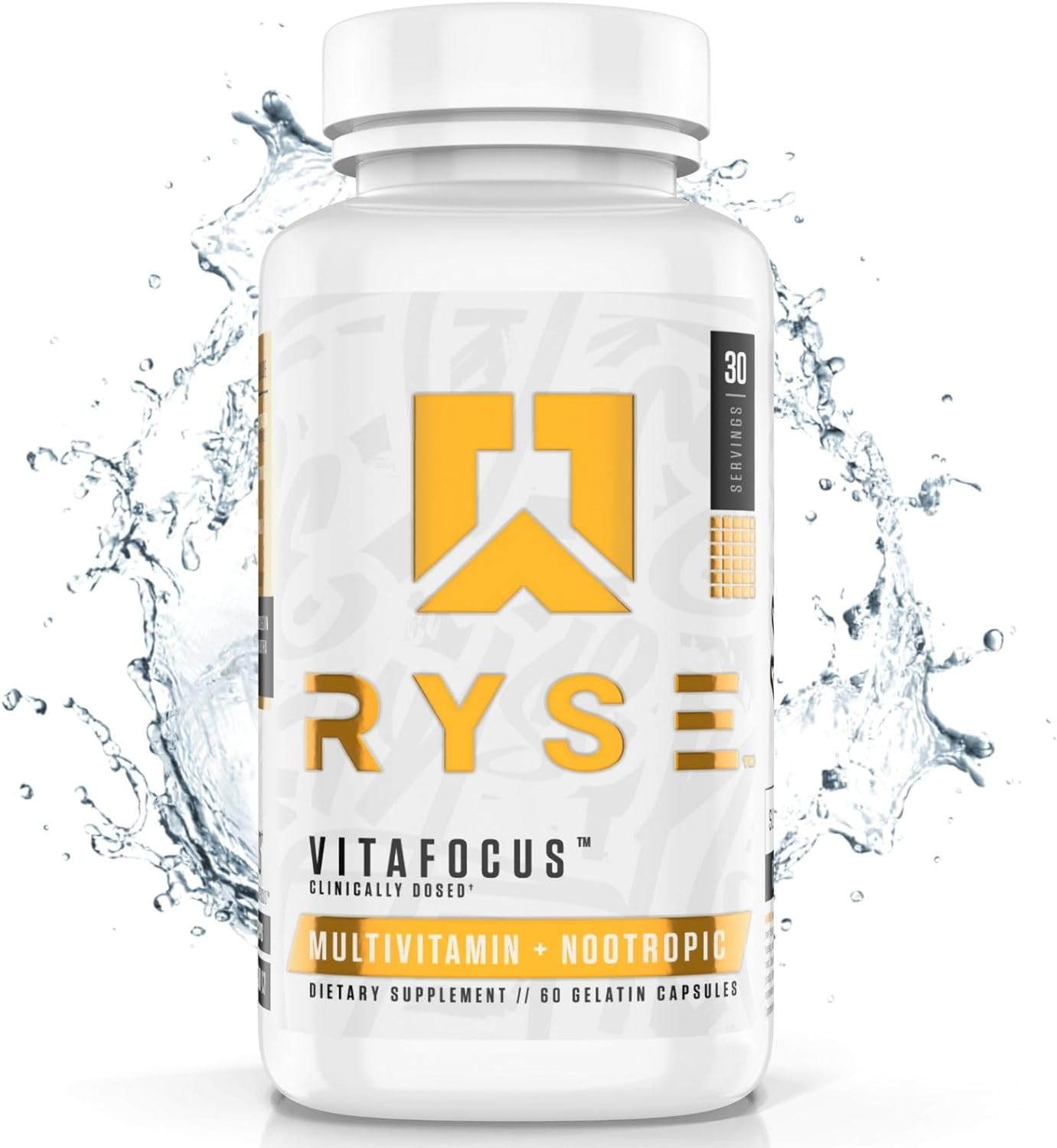 Ryse Up Supplements Core Series Vitafocus | Multivitamin + Nootropic | Total Brain & Body Support | With 13 Essential Vitamins & 8 Essential Minerals | 60 Capsules