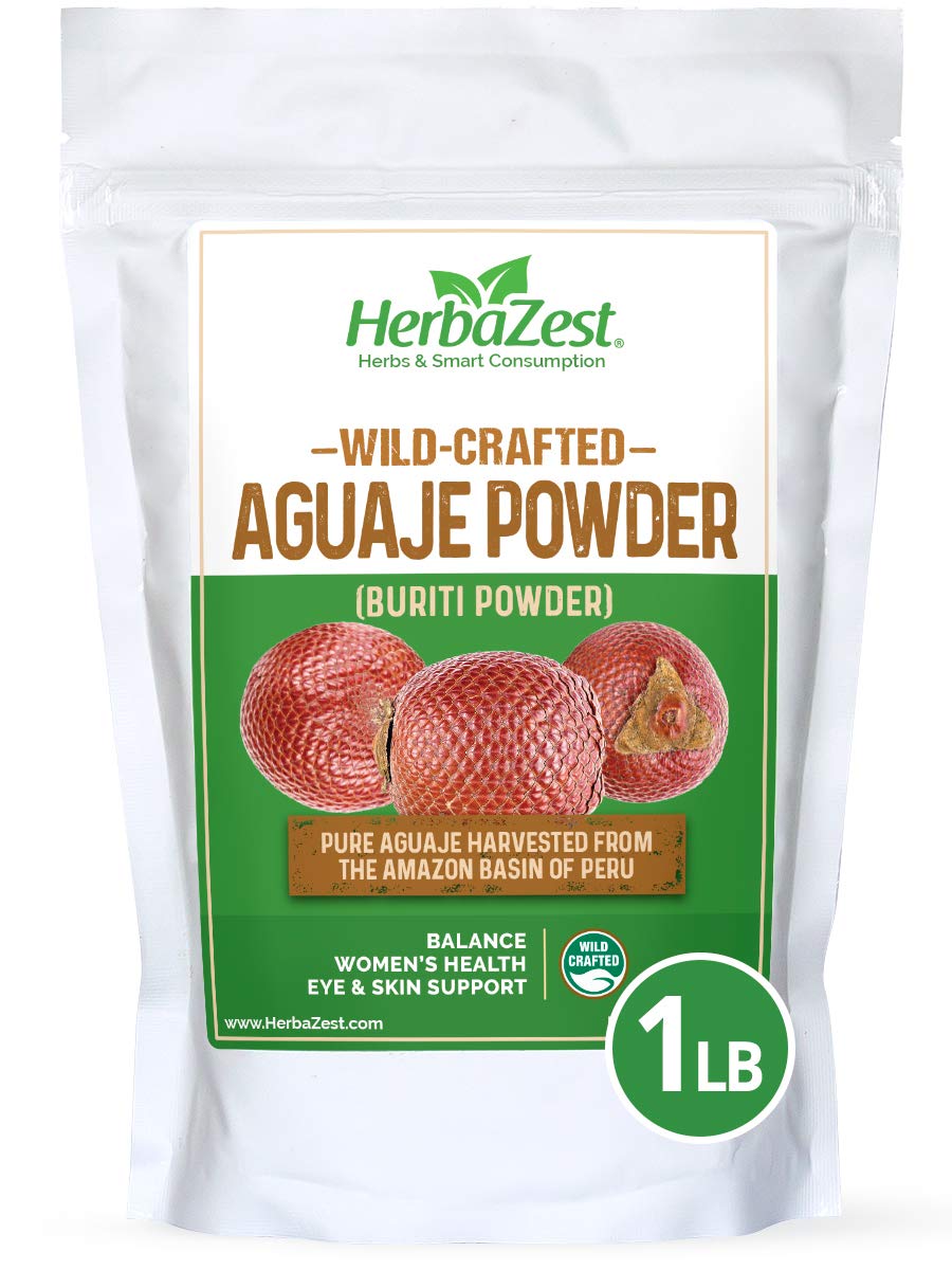 Aguaje Powder Superfood for Women - 16 Ounce (1 Full LB) - Wild Crafted & 100% Pure - Vegan & Gluten Free - Perfect for Smoothies & Juices, Baked & Non-Baked Goods, Yogurt & Cereal, Ice Cream & More