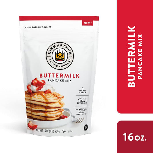 King Arthur Buttermilk Pancake Mix Just Add Water, Sourced Non-GMO, Certified Kosher, 16 Oz