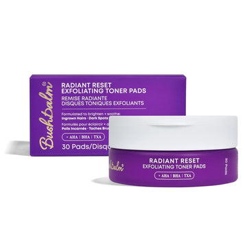 Bushbalm Exfoliating Ingrown Hair Pads - Enhanced With Bha & Aha For Underarm + Bikini Area - Daily Use To Soothe Ingrown Hairs & Razor Bumps - Txa For Dark Spots - Radiant Reset 30 Large Pads