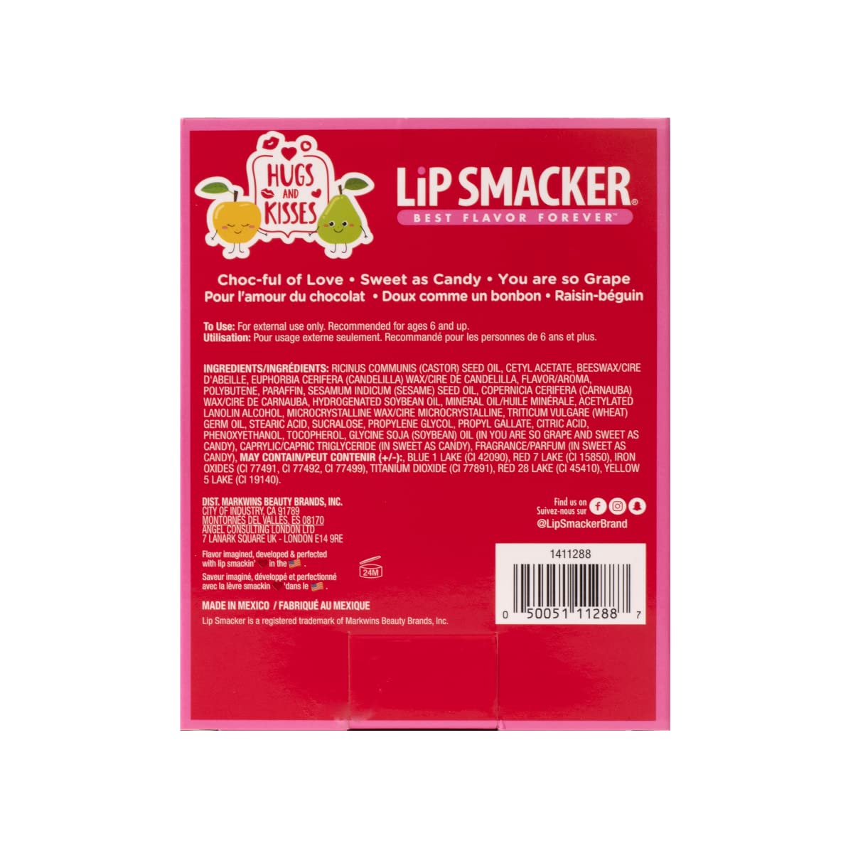 Lip Smacker Hugs & Kisses Flavorful Fruit Lip Balm Trio : Beauty & Personal Care