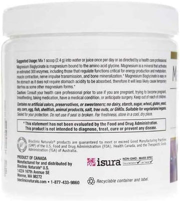 Bioclinic Naturals - Magnesium Bisglycinate · 200 Mg 4.2 Oz. Powder