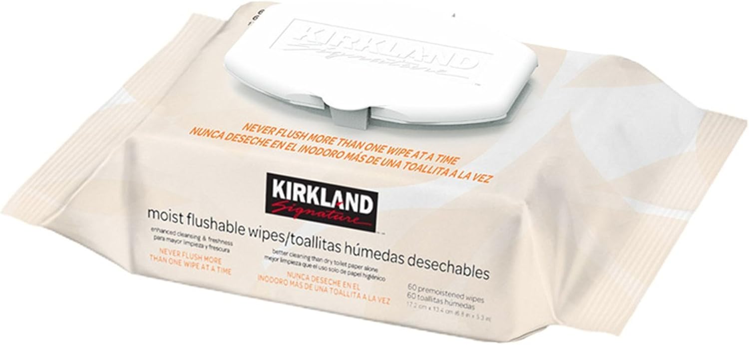 Kirkland Signature Moist Flushable Wipes 10 X 60 Pre-Moistened Wipes For The Entire Family