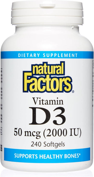 Natural Factors - Vitamin D3 2000 IU, Supports Healthy Bones, 240 Soft Gels