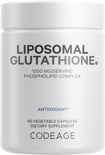 Codeage Liposomal Glutathione 1000 Mg, Glutaone Antioxidant Phospholipid Complex, L-Glutathione Reduced Capsules Supplement, Non-Gmo Sunflower Oil & Lecithin Essential Phospholipids, Vegan, 60 Ct