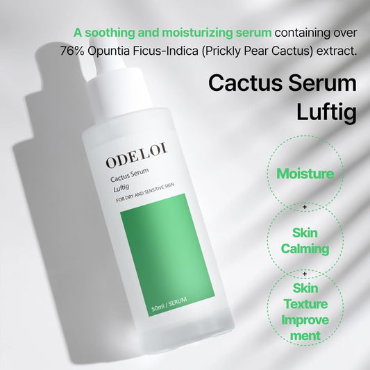 Cactus Serum Luftig, Hydration And Moisture Retention For Dry And Sensitive Skin Types, Opuntia Ficus-Indica Extract, Hydrolyzed Hyaluronic Acid, Korean Skincare 1.69 Fl.Oz