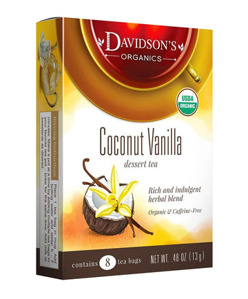 Davidson'S Organics, Coconut Vanilla, 8-Count Tea Bags, Pack Of 12