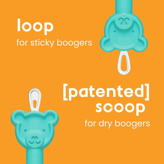 oogiebear: Baby Nose Cleaner & Ear Wax Removal Tool - Safe Booger & Earwax Removal for Newborns, Infants, Toddlers - Dual-Ended - Essential Baby Stuff, Diaper Bag Must-Have, Orange & Seafoam with case