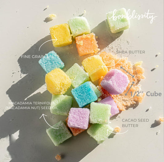 Bonblissity Sugar Scrub Candy 36Pcs, For Exfoliating Hands, Feet Turns Into Lotions L Sweet Satsuma, Mango Sorbet, Fresh Lemongrass