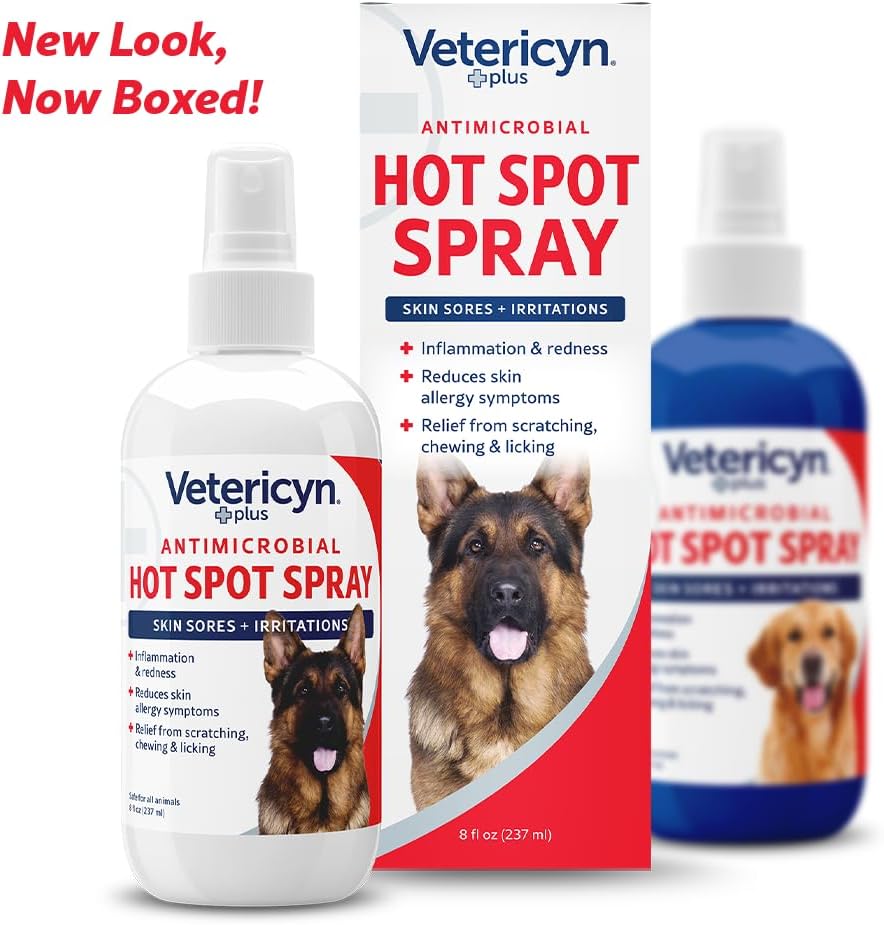 Vetericyn Plus Hot Spot Spray for Dogs Skin Sores and Irritations | Itch Relief for Dogs and Prevents Chewing and Licking at Skin, Safe for All Animals. 8 Ounces : Beauty Products : Pet Supplies