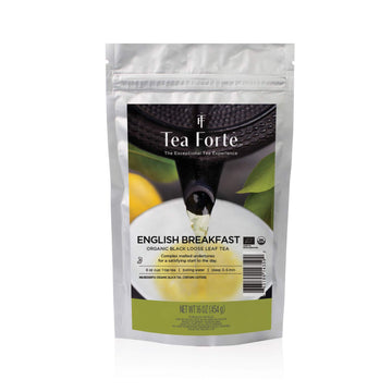 Tea Forte English Breakfast Loose Bulk Tea, 1 Pound Pouch, Organic Black Tea Makes 160-170 Cups