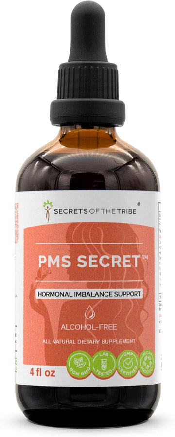 PMS Secret Herbal Extract, Alcohol-Free Tincture, Glycerite Black Cohosh, Cramp, Vitex, Valerian, Dandelion, Chamomile, St. John's Wort. Hormonal Imbalance Support 4 OZ