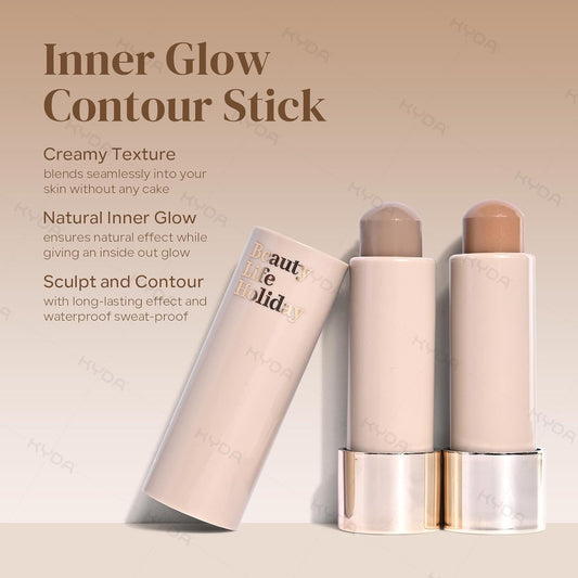 Kyda 2 Colors Contour Stick, Natural Matte Cream Contour, Lightweight Non-Clumping Face Shaping Makeup, Blendable Smooth Matte Bronzer Stick, Buildable Coverage, Portable Travel Size, Cold + Neutral