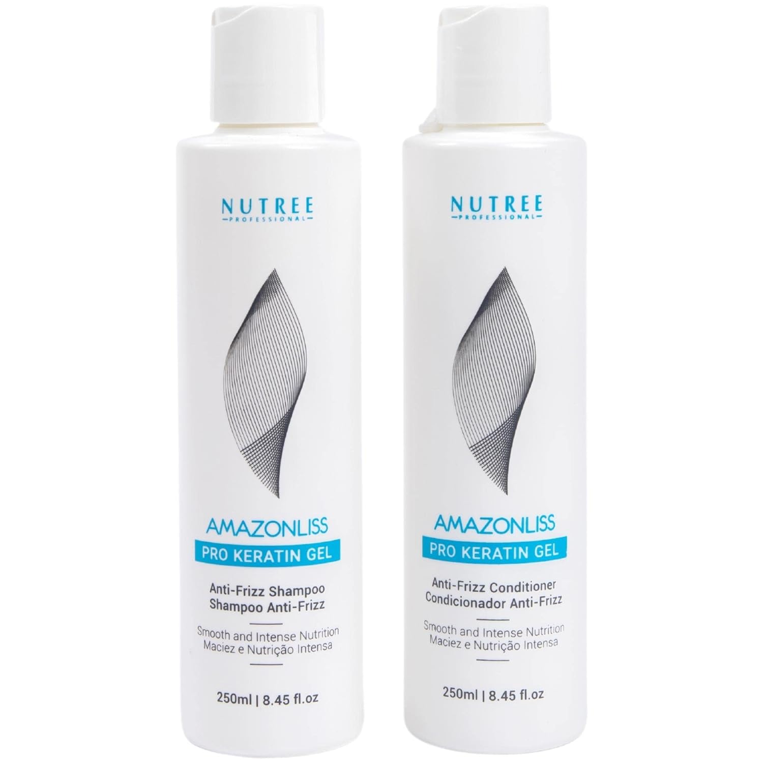 Amazonliss Pro Keratin Anti Frizz Shampoo and Anti Frizz Conditioner Set Of 2 - Anti Frizz Action, Ultra Hydration, Detangle, Protect, Deep Conditioning, and Nourishing Hair (8.45 fl.oz Pro)