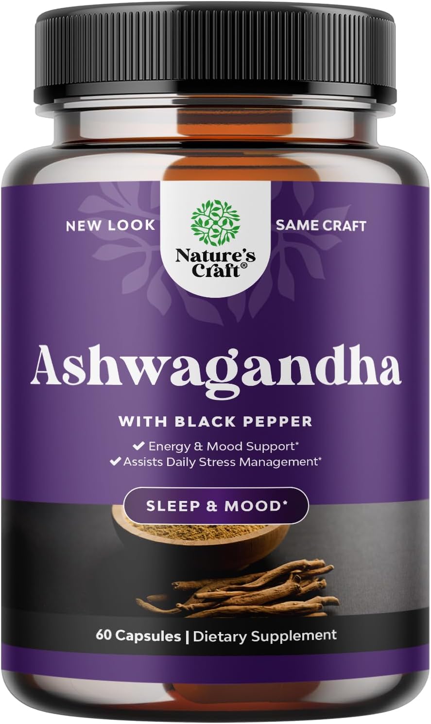 Natures Craft Ashwagandha Root Powder - Natural Supplement Capsules For Sleep Relaxation Improve Mood Increase Immune System - Ashwagandha Indian Ginseng Withania Somnifera - For Men And Women