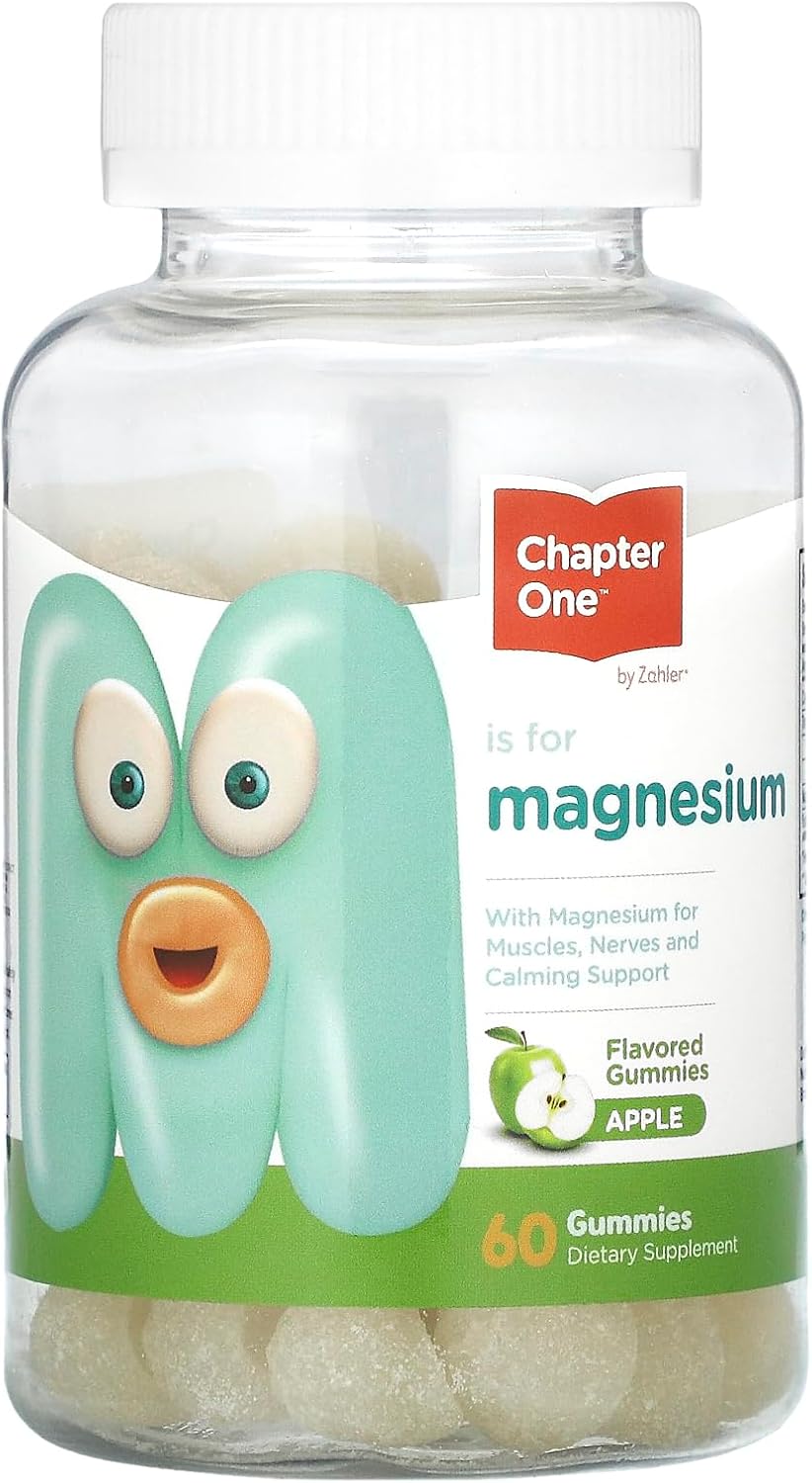 Chapter One Magnesium Gummies For Kids & Adults - Natural Calm Gummies - Calm Magnesium Citrate - Bone And Muscle Function Supplements For Kids & Adults - Mood Support, Kosher Apple Flavor (60)