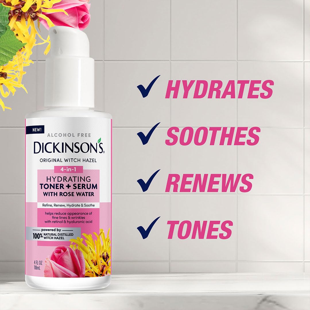 Dickinson's Witch Hazel Hydrating Toner + Serum with Rose Water : Beauty & Personal Care