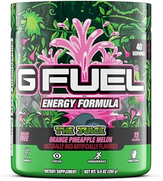 G Fuel The Juice Energy Powder, Sugar Free, Clean Caffeine Focus Supplement, Water Mix, Orange, Pineapple & Melon Punch Flavor, Focus Amino, Vitamin + Antioxidants Blend - 9.9 Oz (40 Servings)