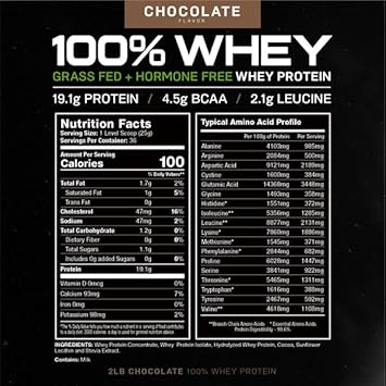 Muscle Feast 100% Grass-Fed Whey Protein, Pastured Raised Hormone Free All Natural, Chocolate, 2lb : Health & Household