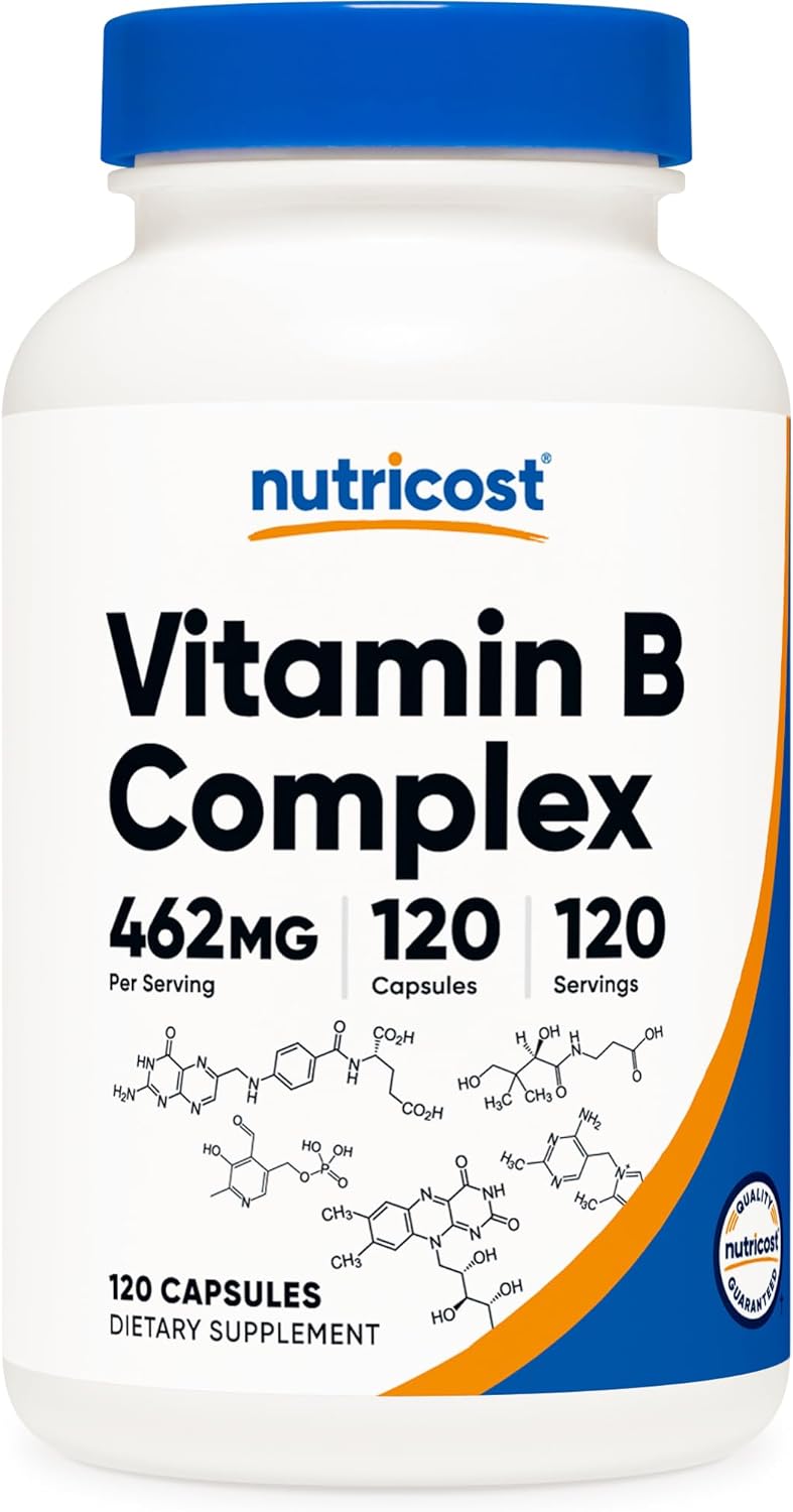 Nutricost High Potency Vitamin B Complex 460mg, 120 Capsules - with Vitamin C - Energy Complex