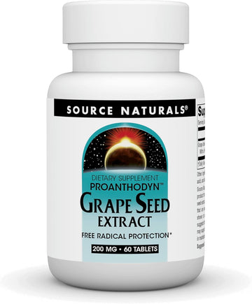 Source Naturals Grape Seed Extract, Proanthodyn 200 Mg Antioxidant Protection & Supports Healthy Aging Brain - 60 Tablets