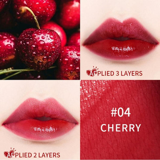 3 In 1 Lip And Cheek Tint Stain, Mini Liquid Lipstick, Hydrating & Moisturizing Cheeks And Eyes Natural Lip Gloss, Waterproof Long Lasting Shimmer Sexy Lip Color Makeup (#04 Cherry)