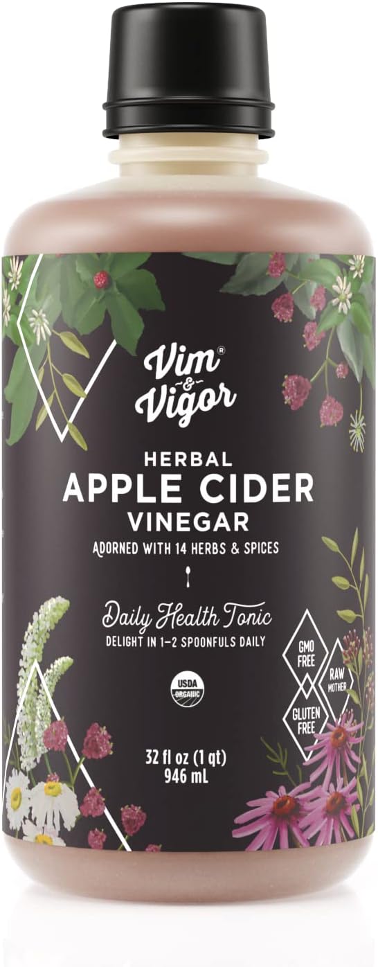 Tonic, Vim & Vigor, 32 Shots, Apple Cider Vinegar, 14 Herbs, Vegan, Whole, Organic, Paleo, Keto, Whole 30, Usa Made