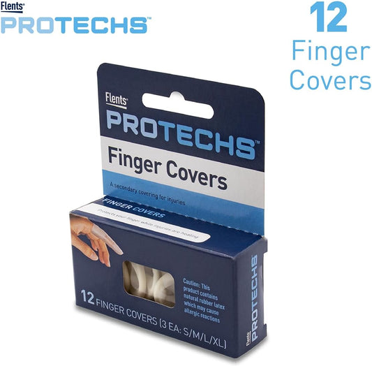 Flents First Aid Finger Covers, 12 Count, Small, Medium, Large, X-Large, Protects Finger While Healing From Injury (3 Pairs Each Of S/M/L/Xl) (69626)