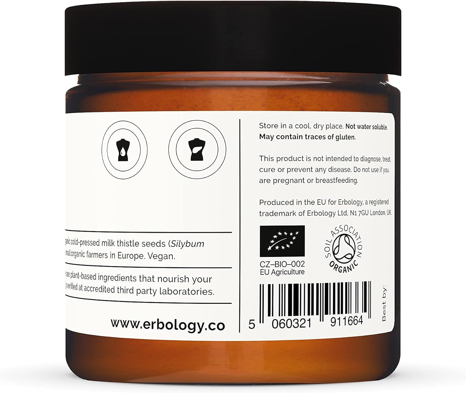 Erbology Organic Milk Thistle Powder 60g - 20 Servings - 180mg Silymarin per Serving - Body Cleansing - Cold-Pressed from 100% Milk Thistle Seeds - Sustainably Sourced in Europe - Vegan - GMO-Free : Amazon.co.uk: Health & Personal Care