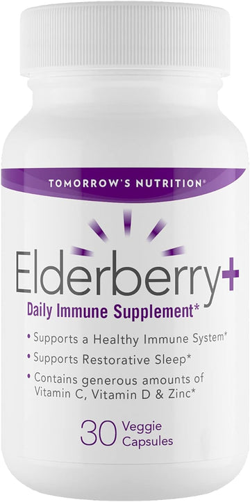 Tomorrow's Nutrition Elderberry Plus, Daily Immune System Support, Supports Restorative Sleep, 30 Capsules