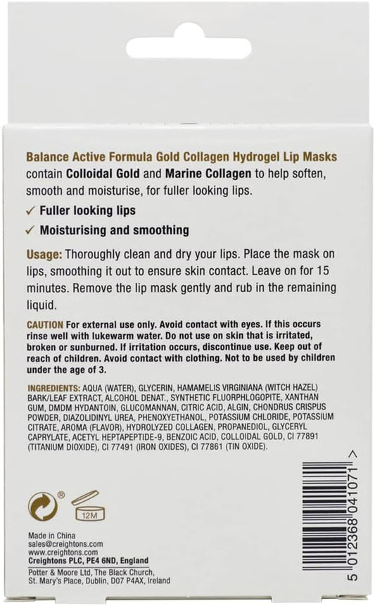 Balance Active Formula Gold + Marine Collagen Hydrogel Lip Masks (Includes 2 Masks) - Fuller Looking Lips. Moisturise & Smooth. Cruelty Free