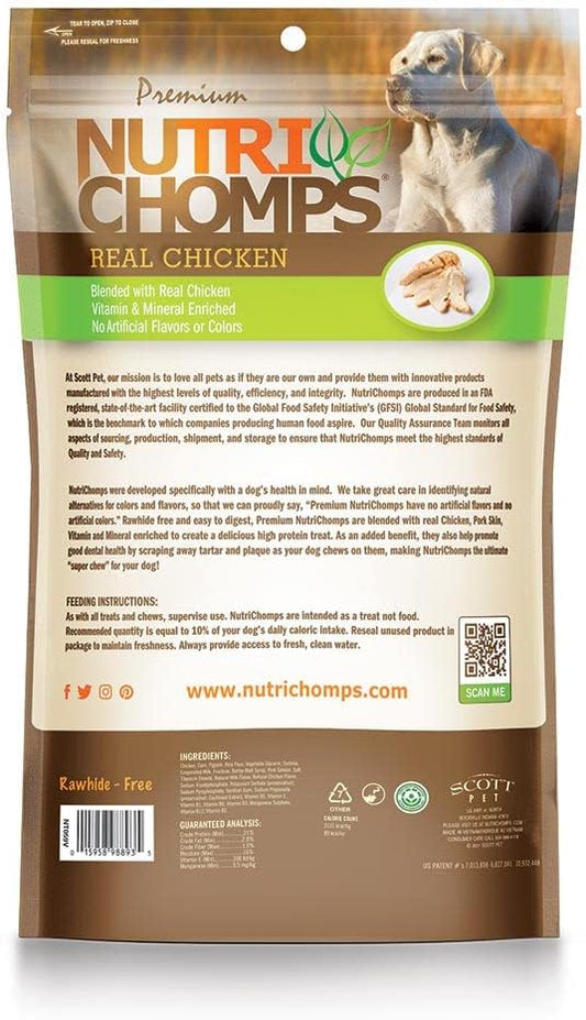 Nutrichomps Dog Chews, 6-Inch Twists, Easy To Digest, Rawhide-Free Dog Treats, 21 Count, Real Chicken Flavor