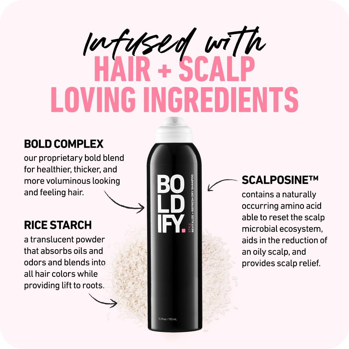 Boldify Dry Shampoo Spray - Revitalize And Refresh - Instantly Cleans, Volumizes And Balances Scalp, With Scalposine And Rice Starch - Invisible, Lightweight Formula For All Hair Types : Beauty & Personal Care