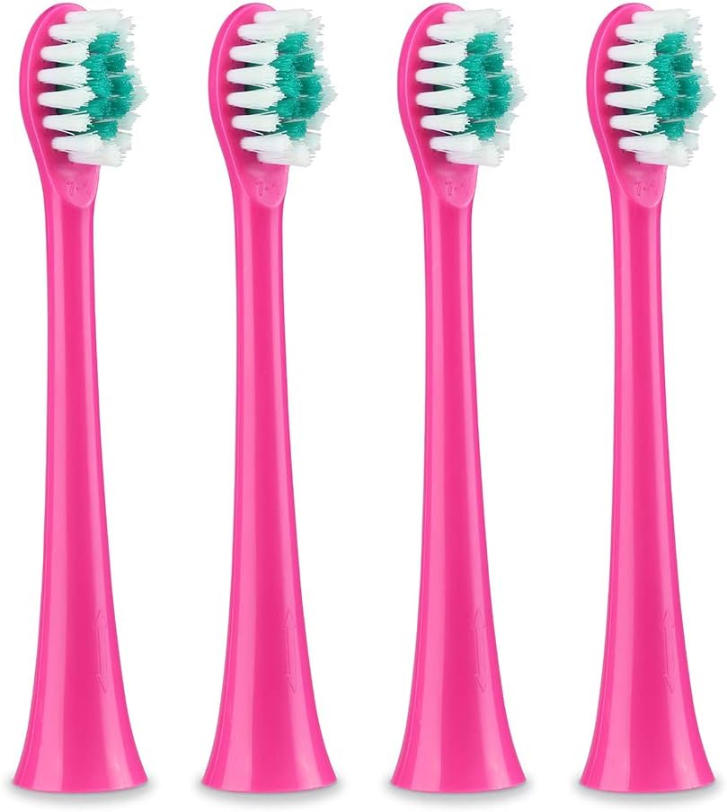 4-Pack Replacement Toothbrush Heads for Sonic V200 Rechargeable Kids Electric Toothbrushes, 7X More Plaque Removal, End-Rounded Soft Bristles, Comfortable & Efficient Clean Teeth, Perfect for Kids