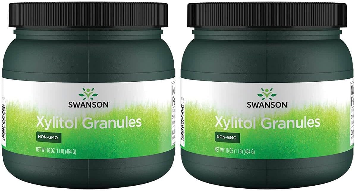 Swanson 100% Pure Non-Gmo Xylitol Granules 16 Ounce (1 Lb) (454 G) Granules (2 Pack)