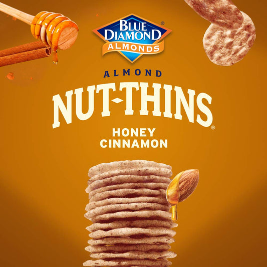 Blue Diamond Almonds Nut Thins Honey Cinnamon Gluten Free Cracker Crisps, 4.25 Oz Boxes (Pack Of 12)